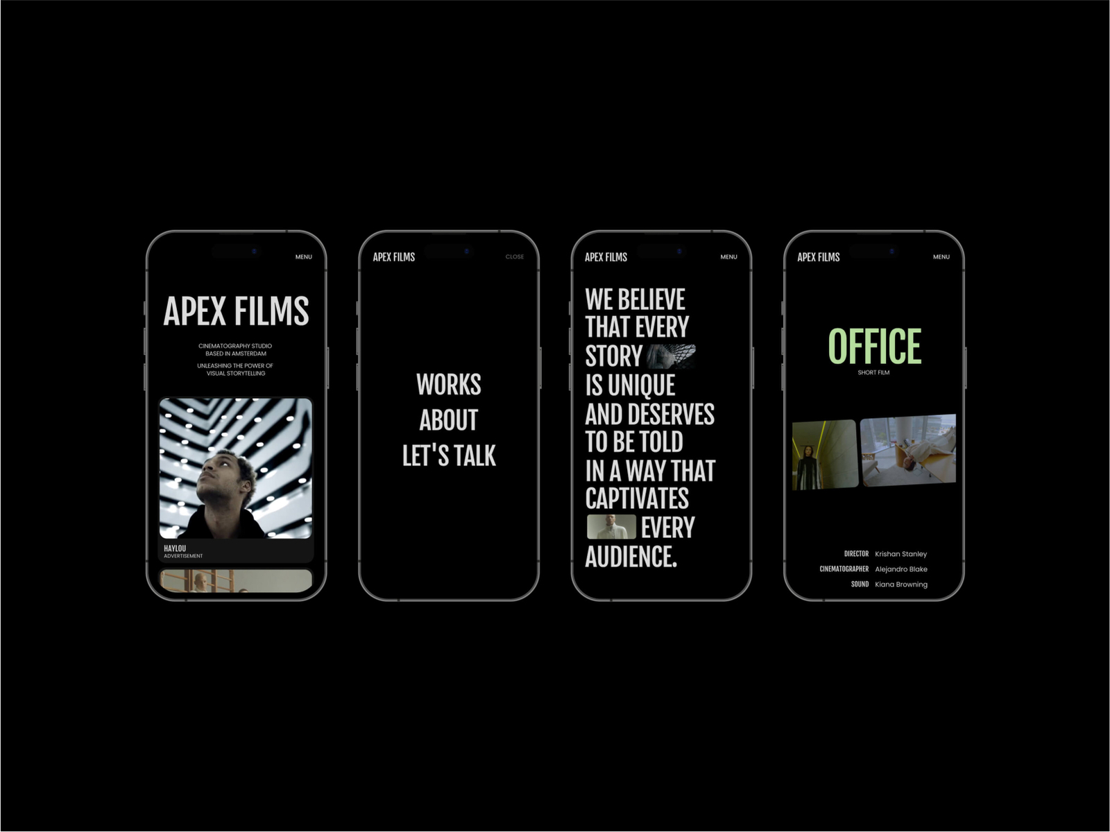 Apex Films — Framer Portfolio Template