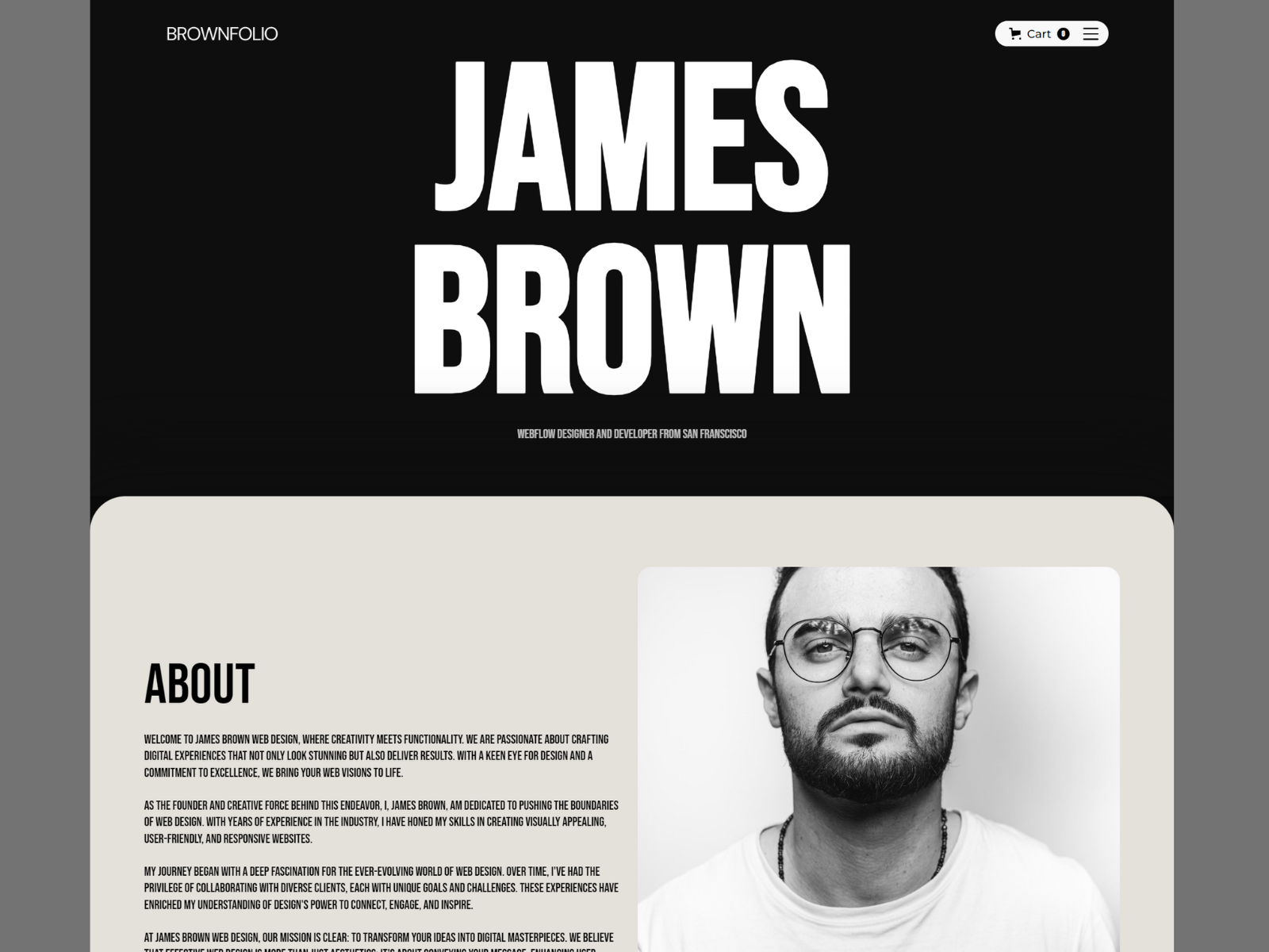 Brownfolio - Webflow Portfolio Website Template