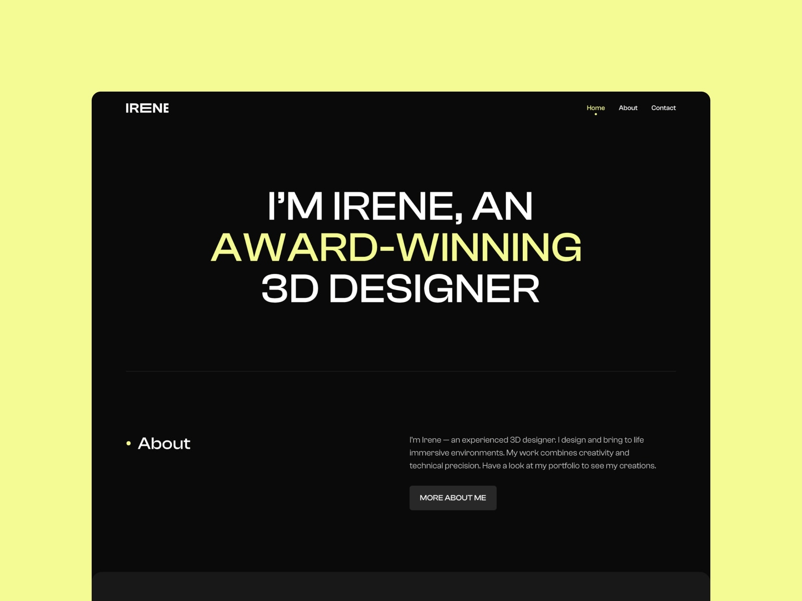 Irene Portfolio · Framer Template