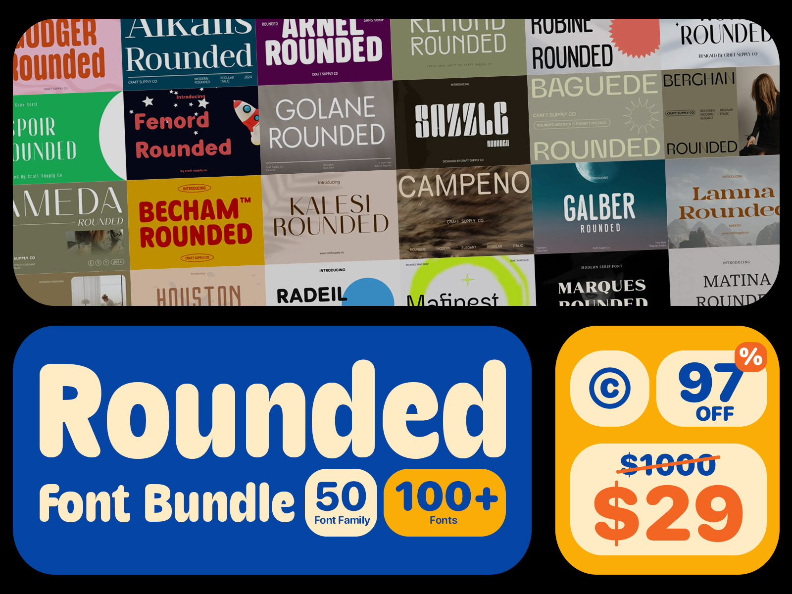 Rounded Font Bundle 97% OFF by Craft Supply...