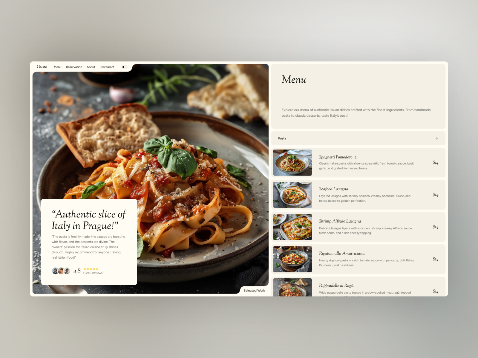 Gusto - Restaurant Framer Template