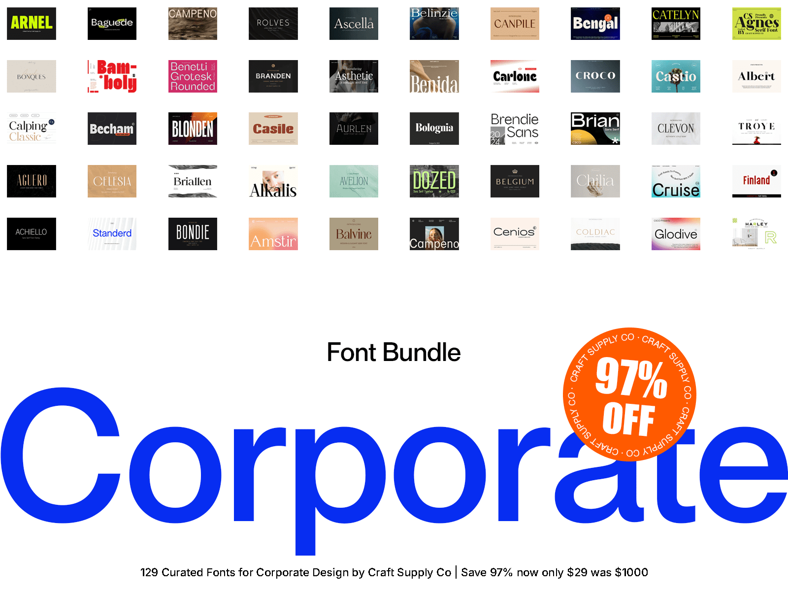 Corporate Font Bundle 97% OFF by Craft Supply Co