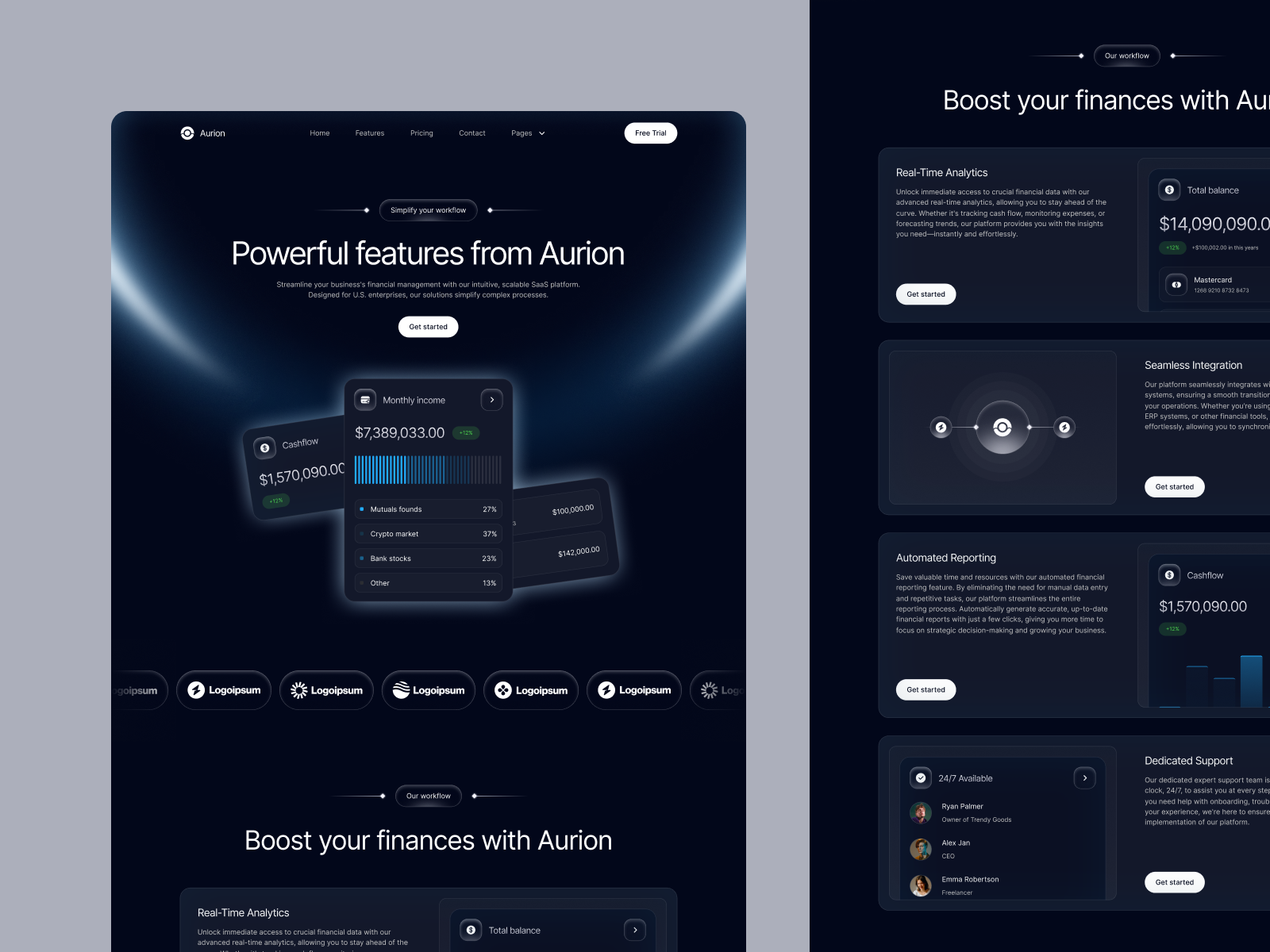 Aurion | Webflow SaaS Template + Free Figma