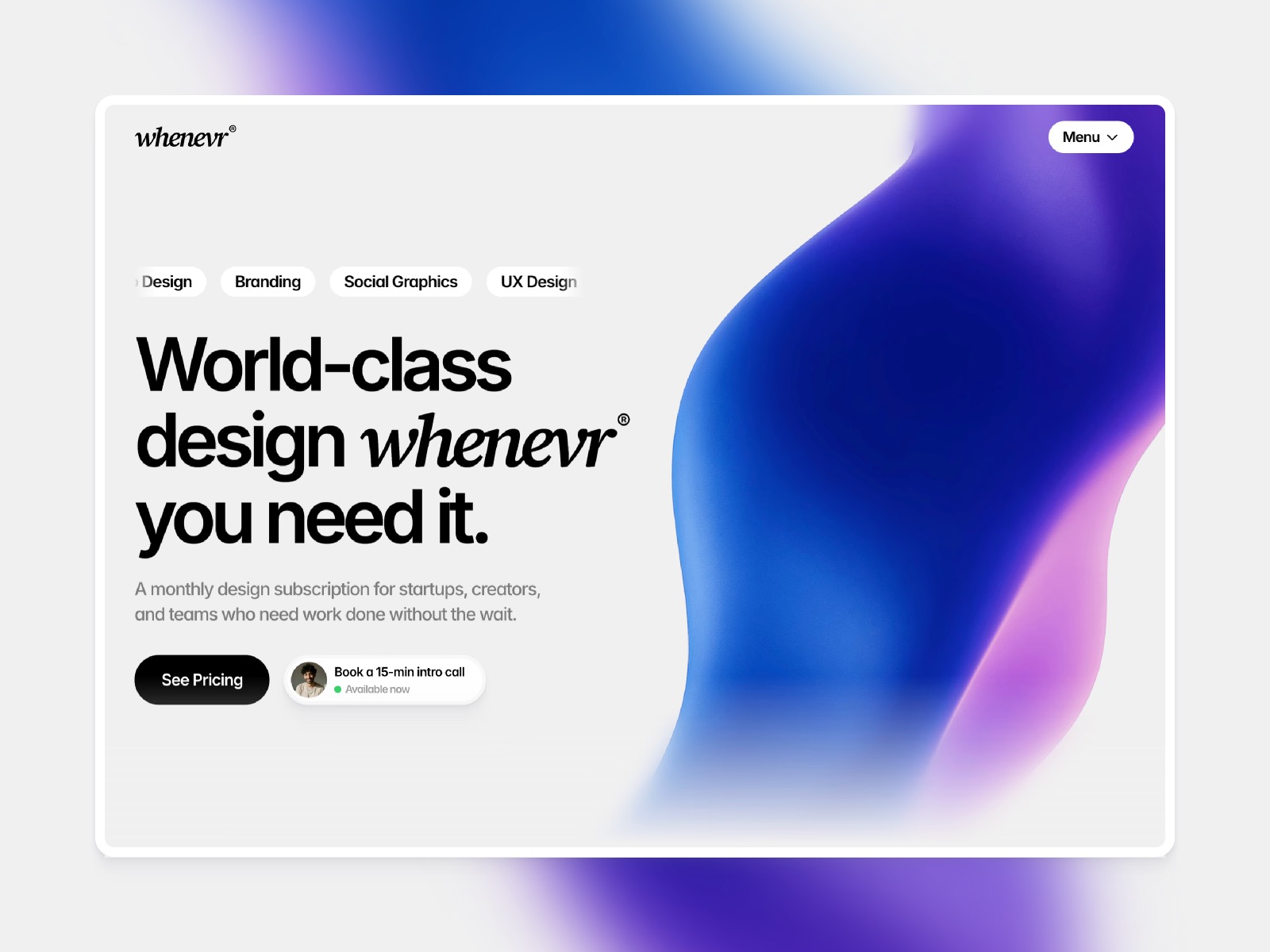 Whenevr - Design Subscription Framer Template
