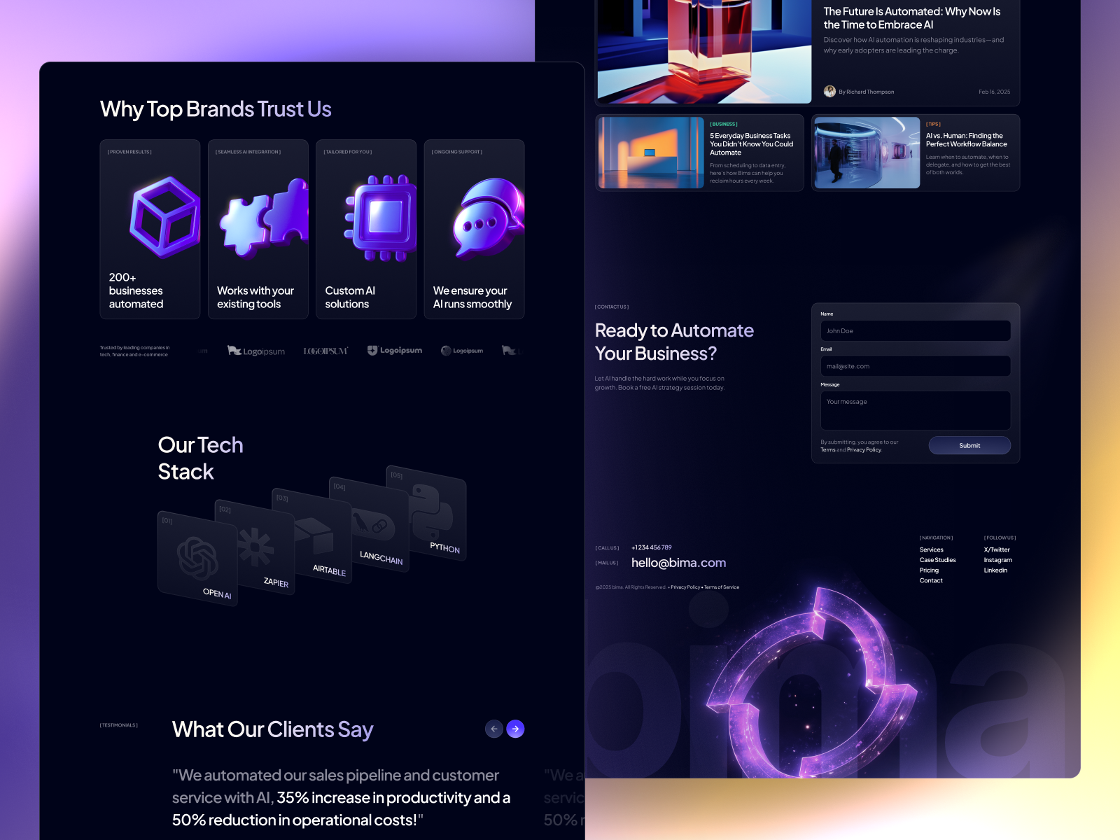 Bima - AI Automation Agency Framer Template