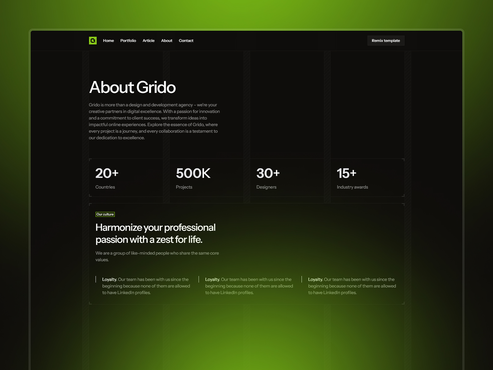 Grido - Framer Template