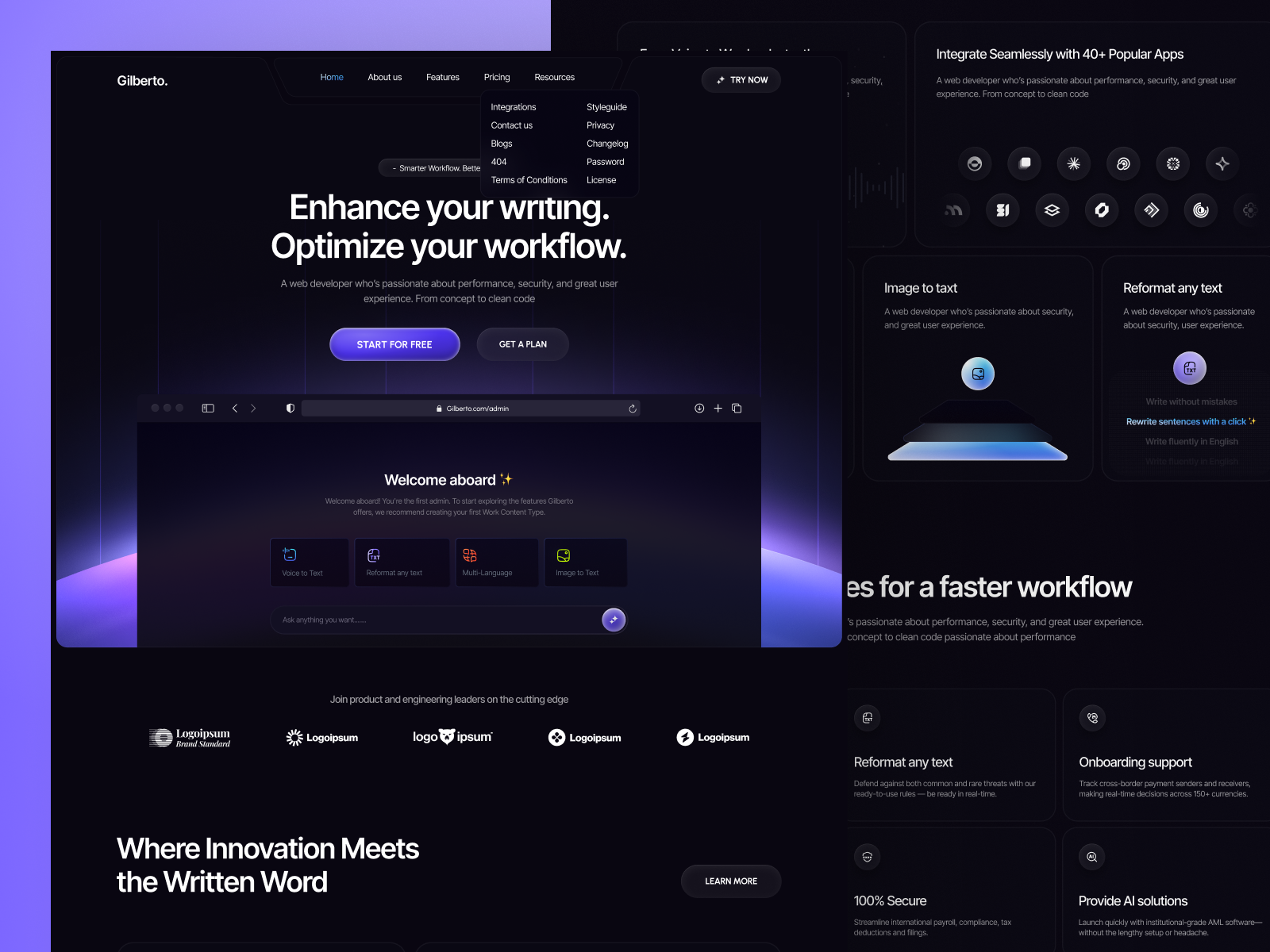 Gilberto - SaaS, AI, and Startup Framer Template