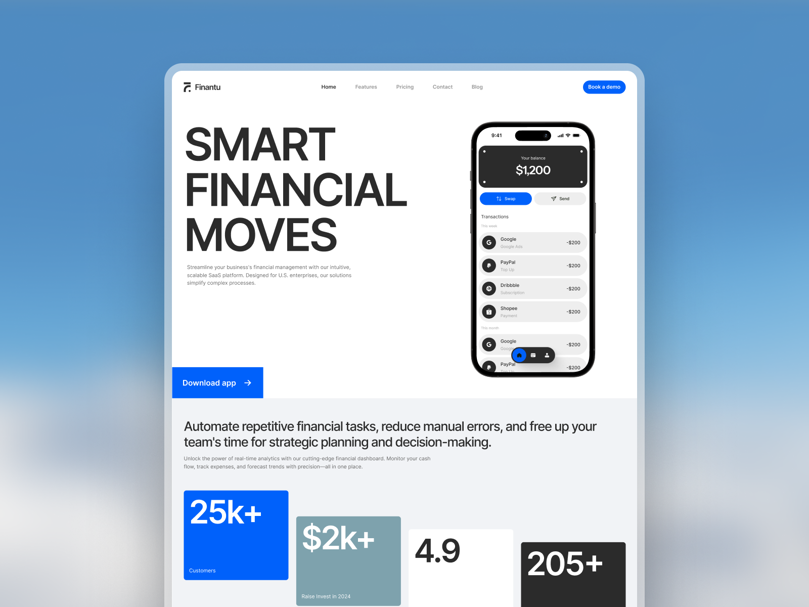Finantu - Finance Webflow Template (FREE FIGMA)