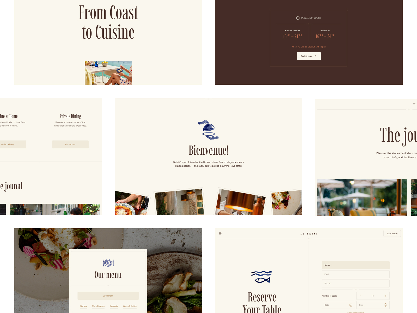 La Brisa – Restaurant or Café Framer Template