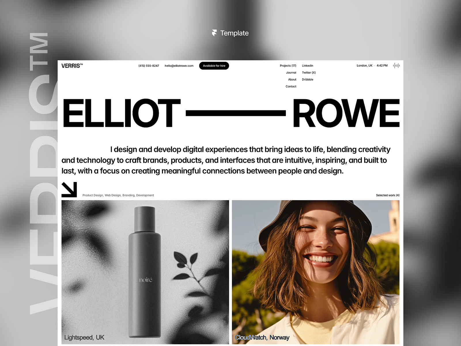 Verris — Minimalist Portfolio Website Template