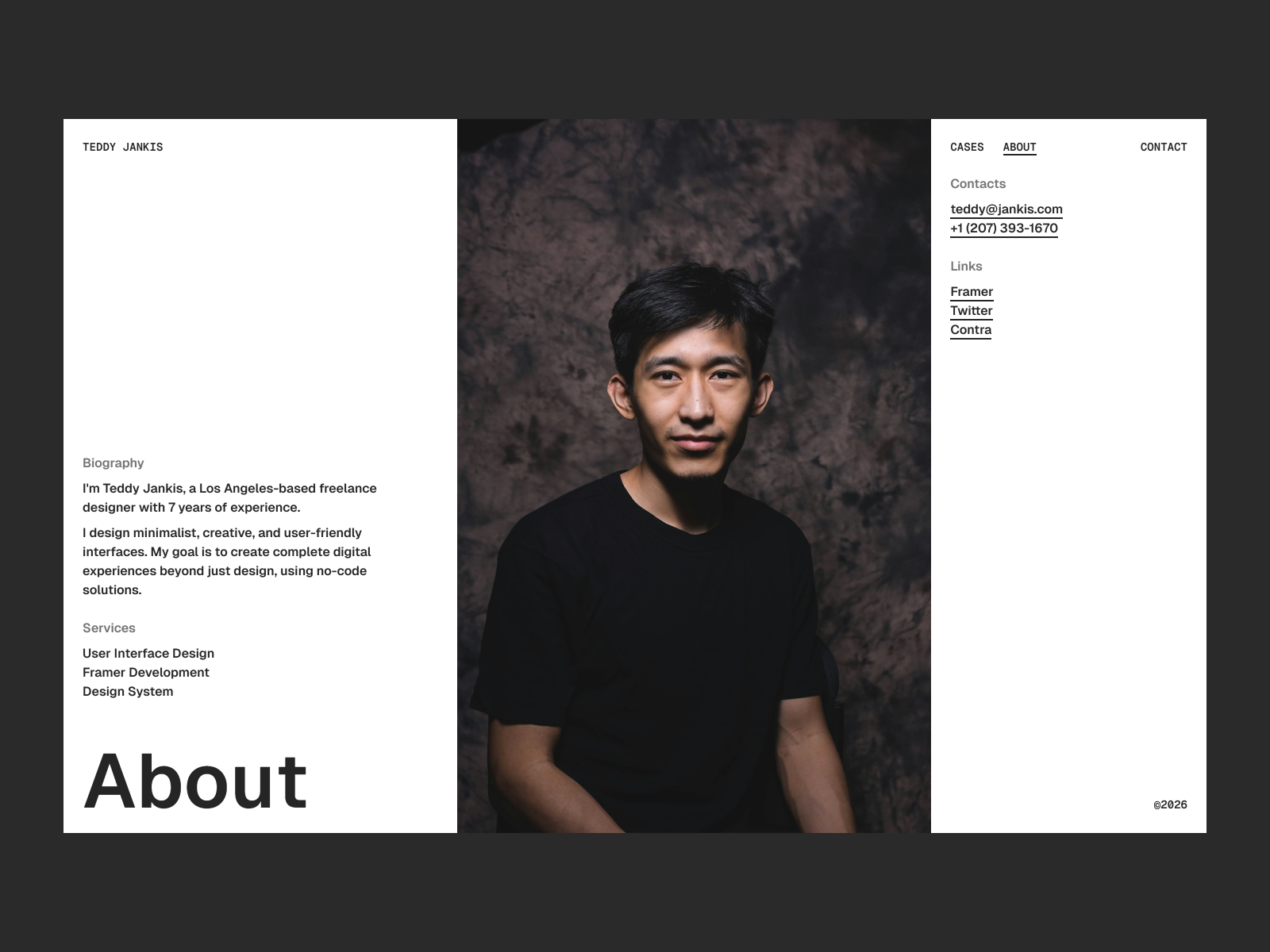 [FREE] Jankis - Portfolio Framer Template