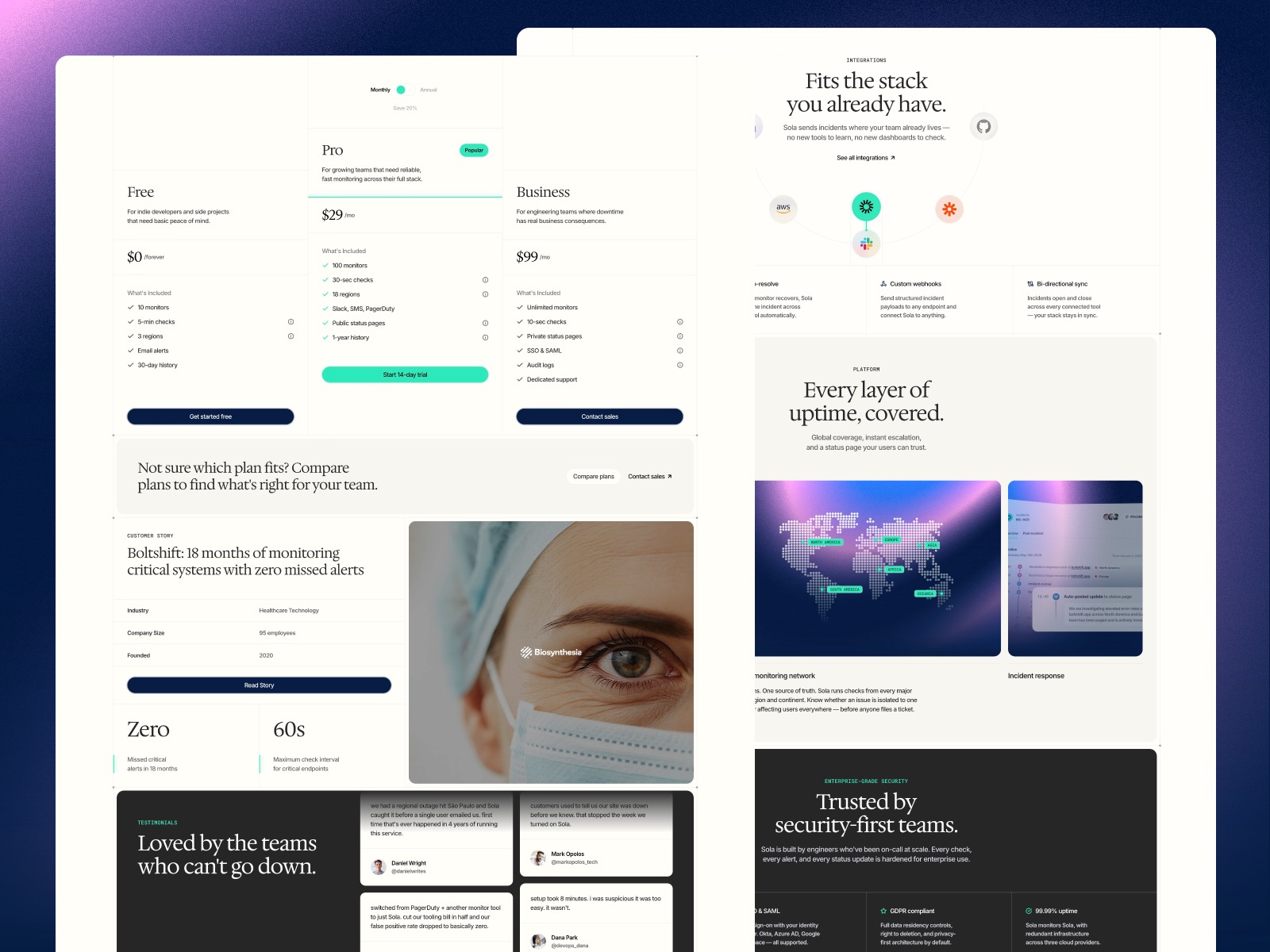 Sola - Framer template for SaaS products