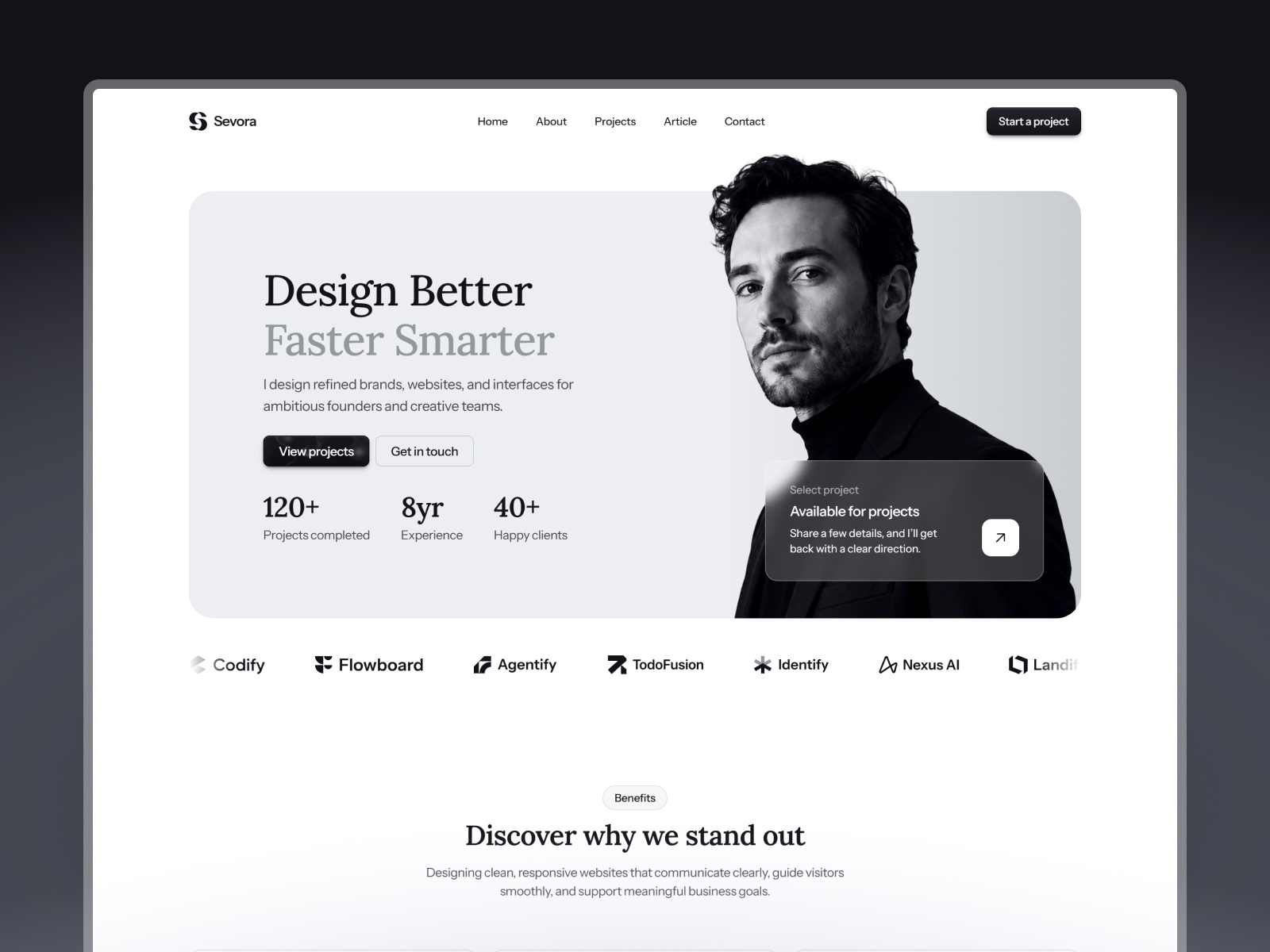 Sevora - Framer free template