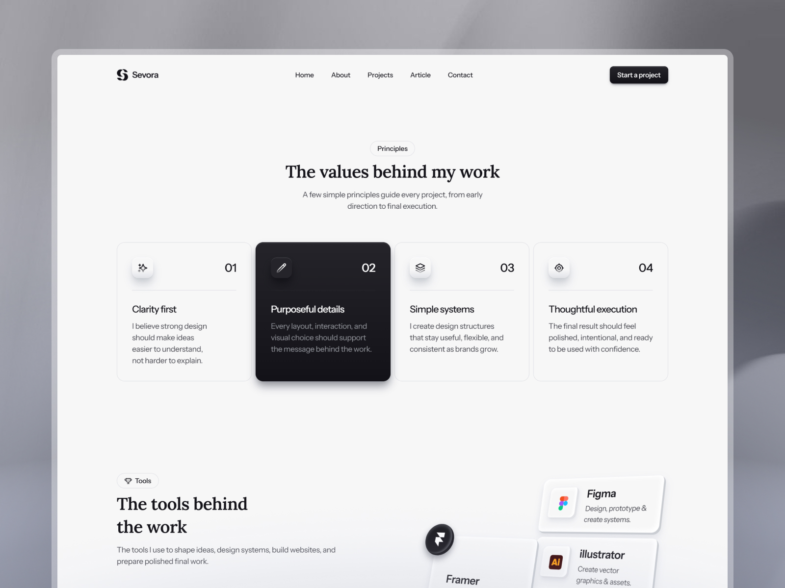 Sevora - Framer free template