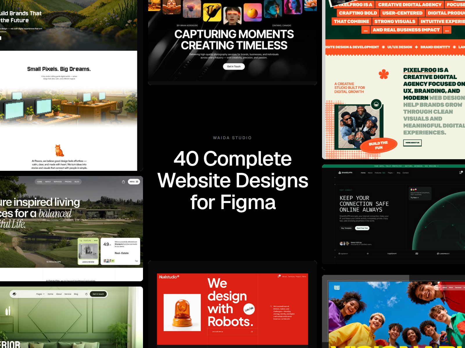 Waida Studio Figma Bundle: 40 Full Website...