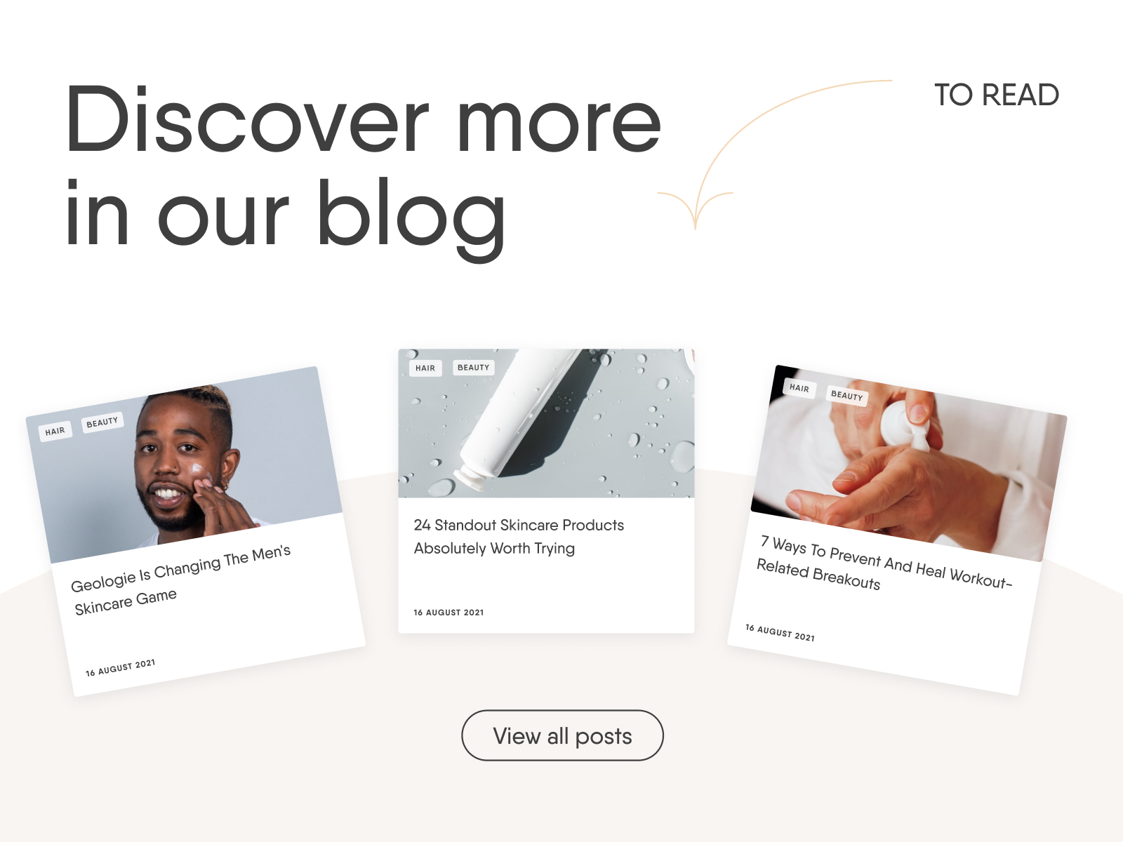 Clean and minimalist blog design with animated appearance