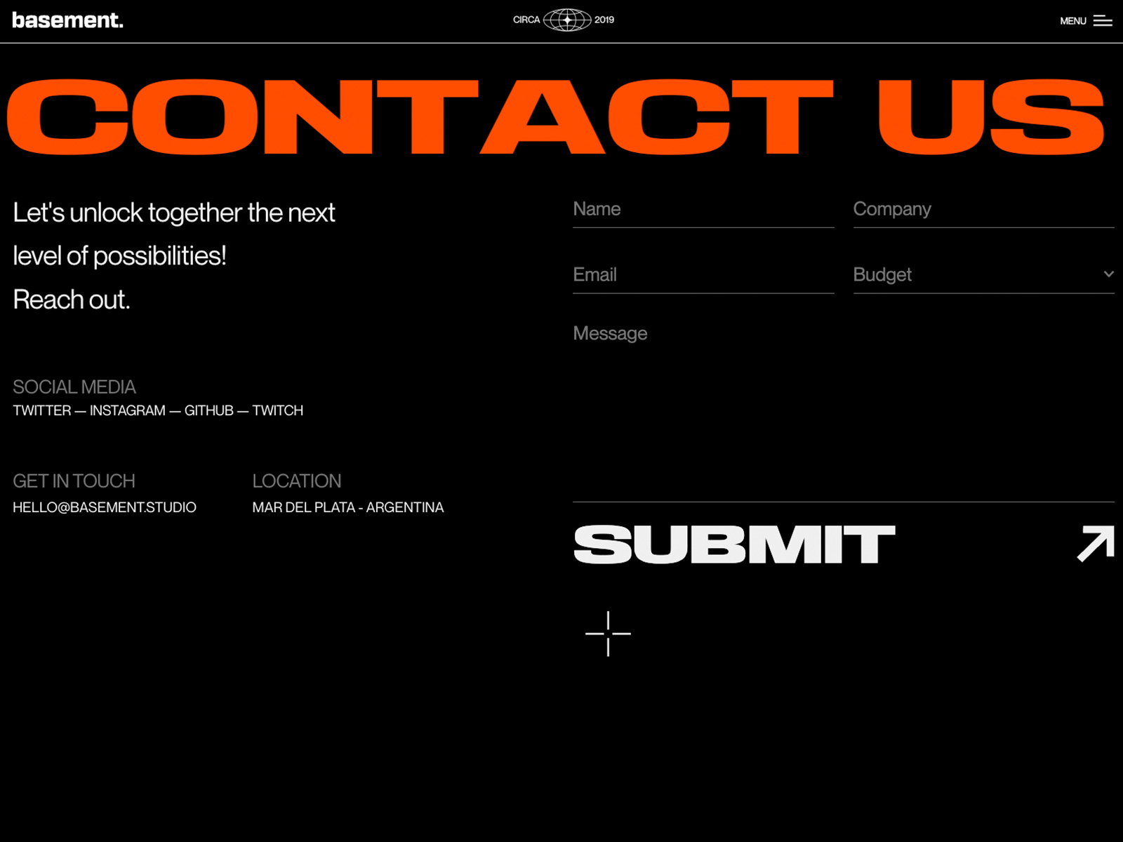 Contact Page - Basement Studio
