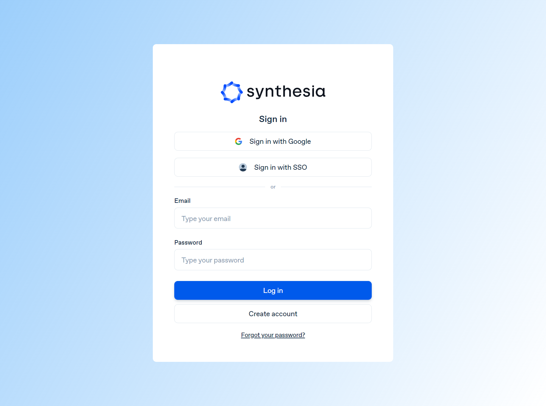 Login/Sign up - Synthesia Al videos from text