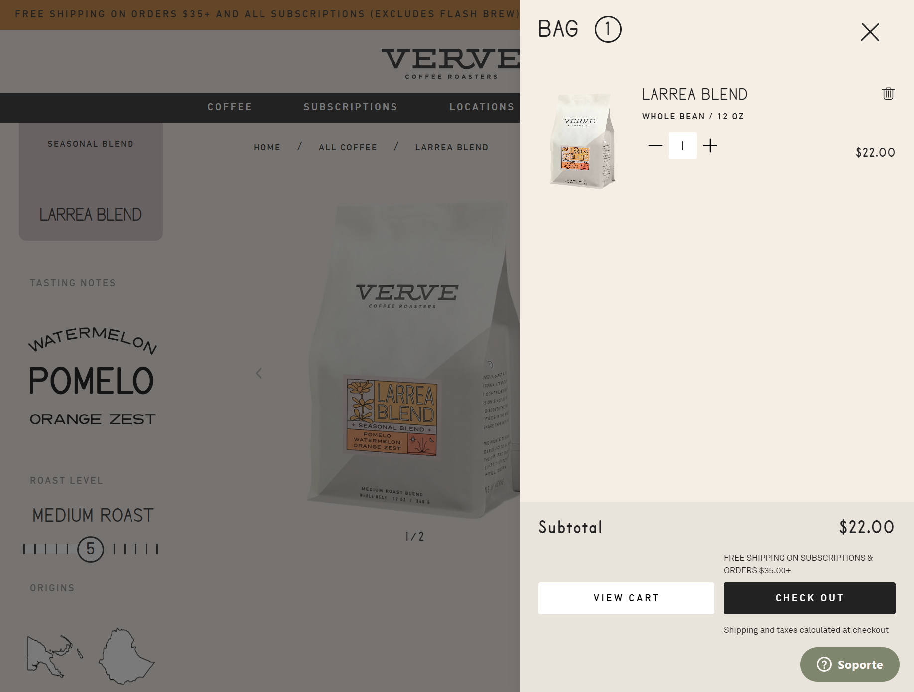 Shopping cart - Verve Coffee Roasters