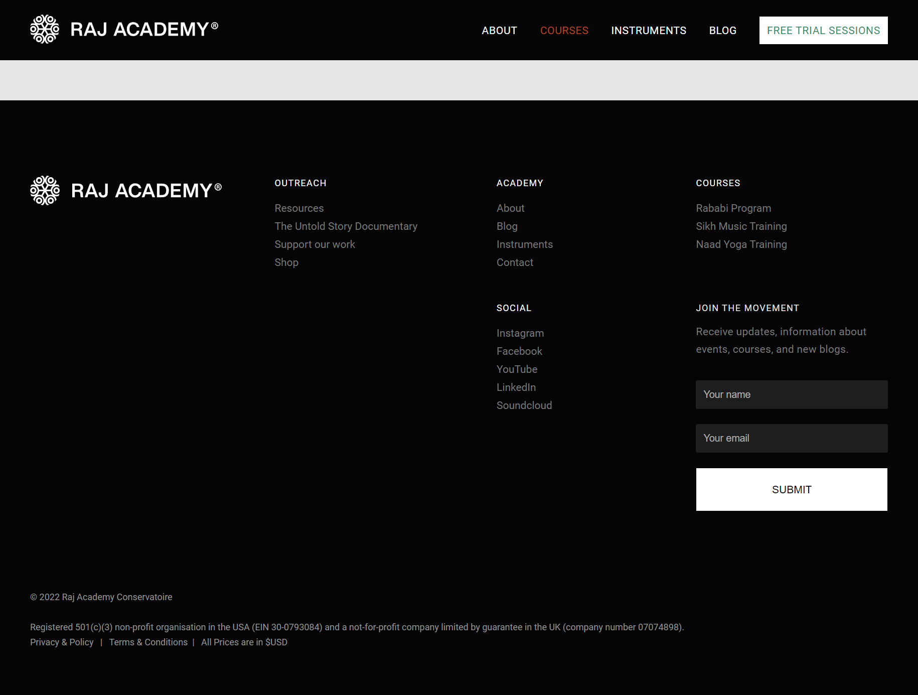 Footer - Raj Academy