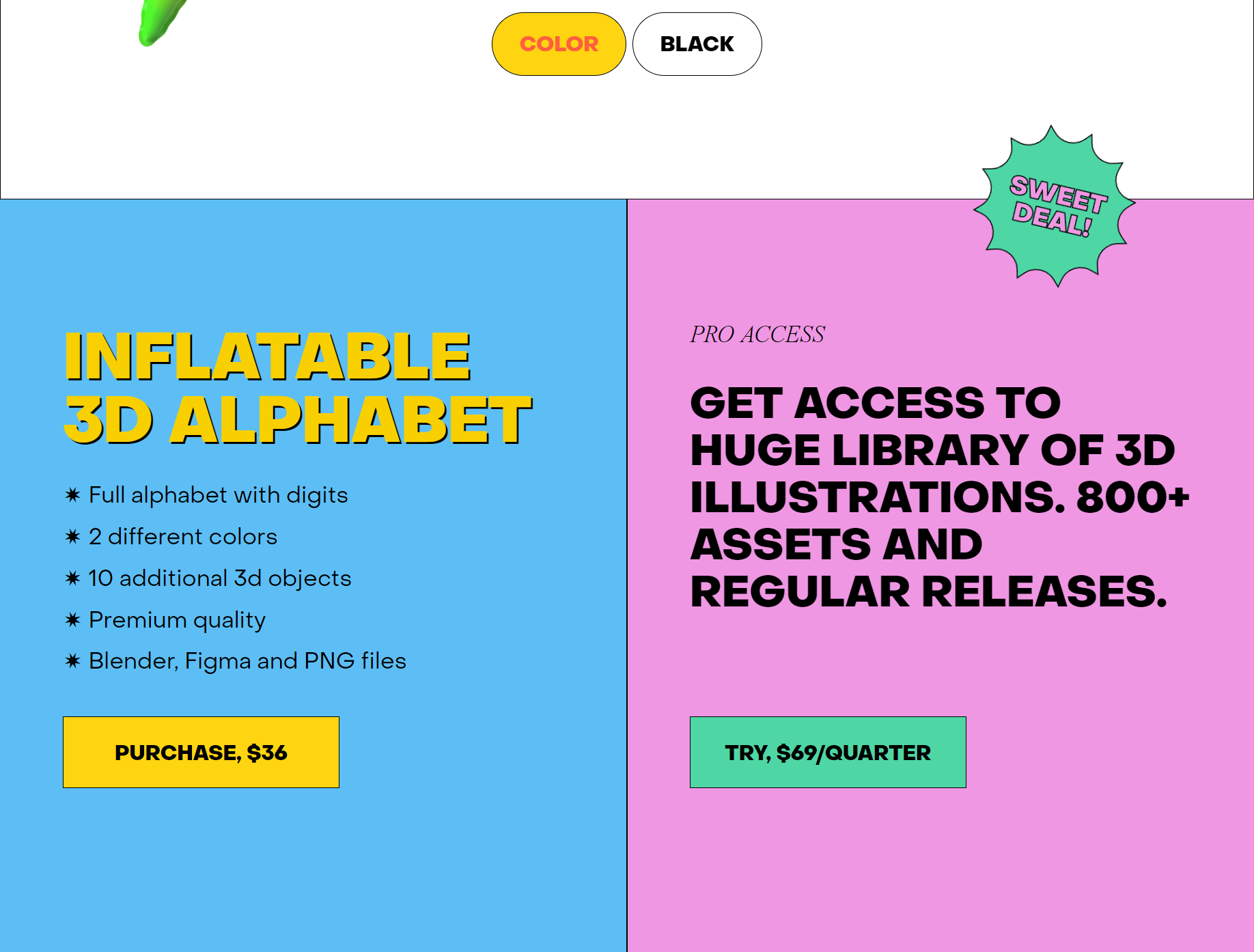 Pricing page - Intflable 3d letters