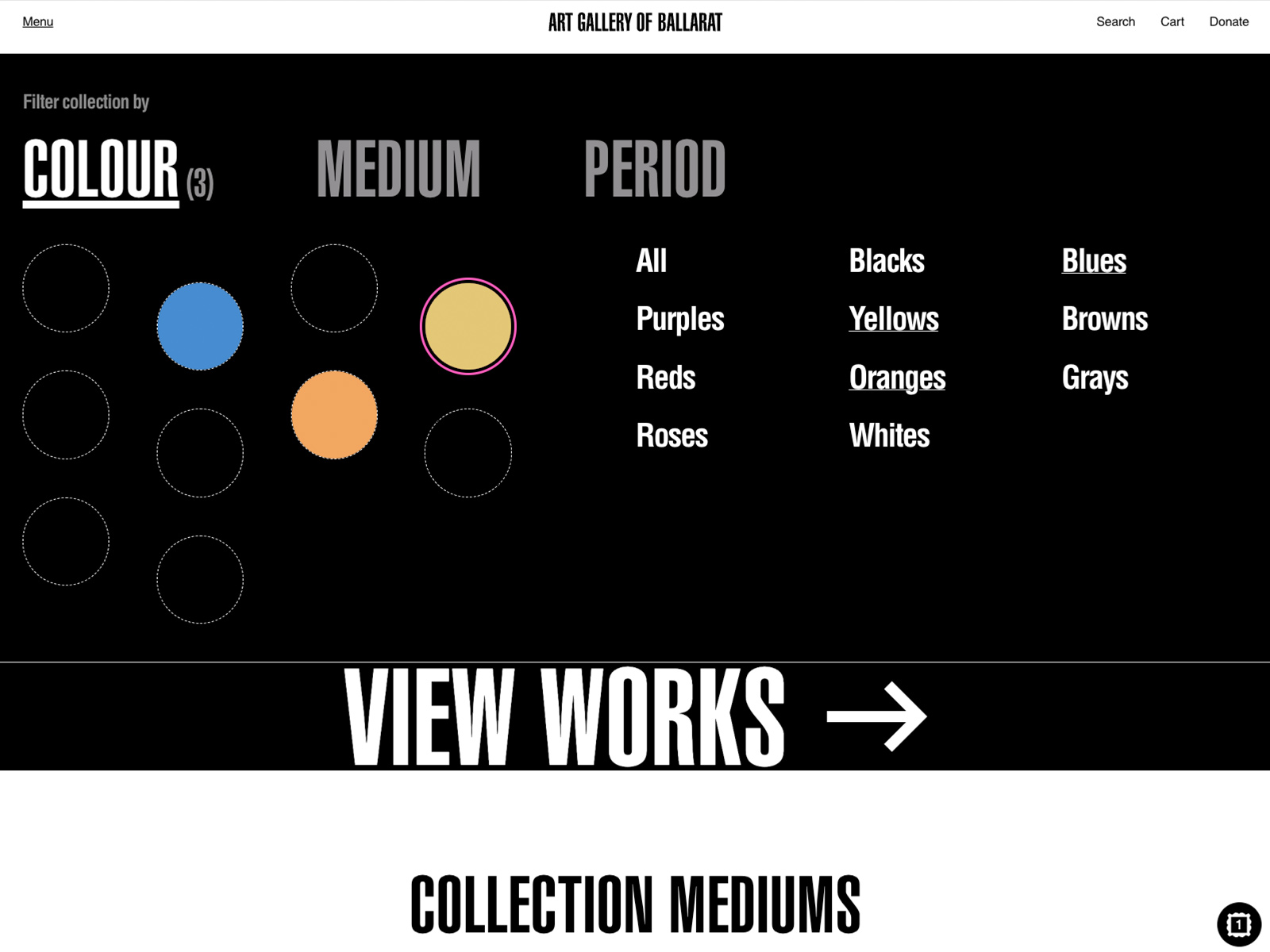 Filter collection by color, medium and period