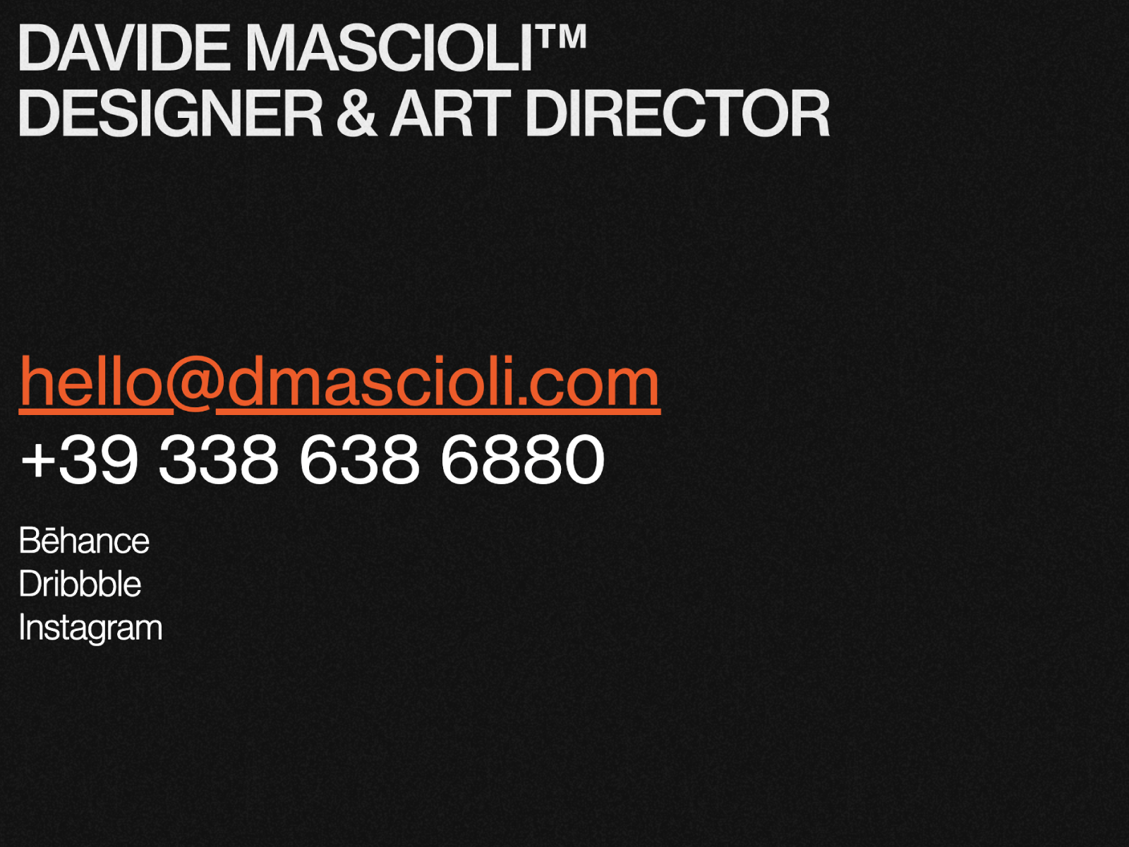 Davide Mascioli | Designer & Art Director | Contact