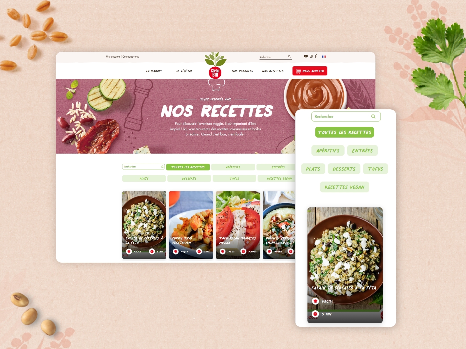 Products and recipes page