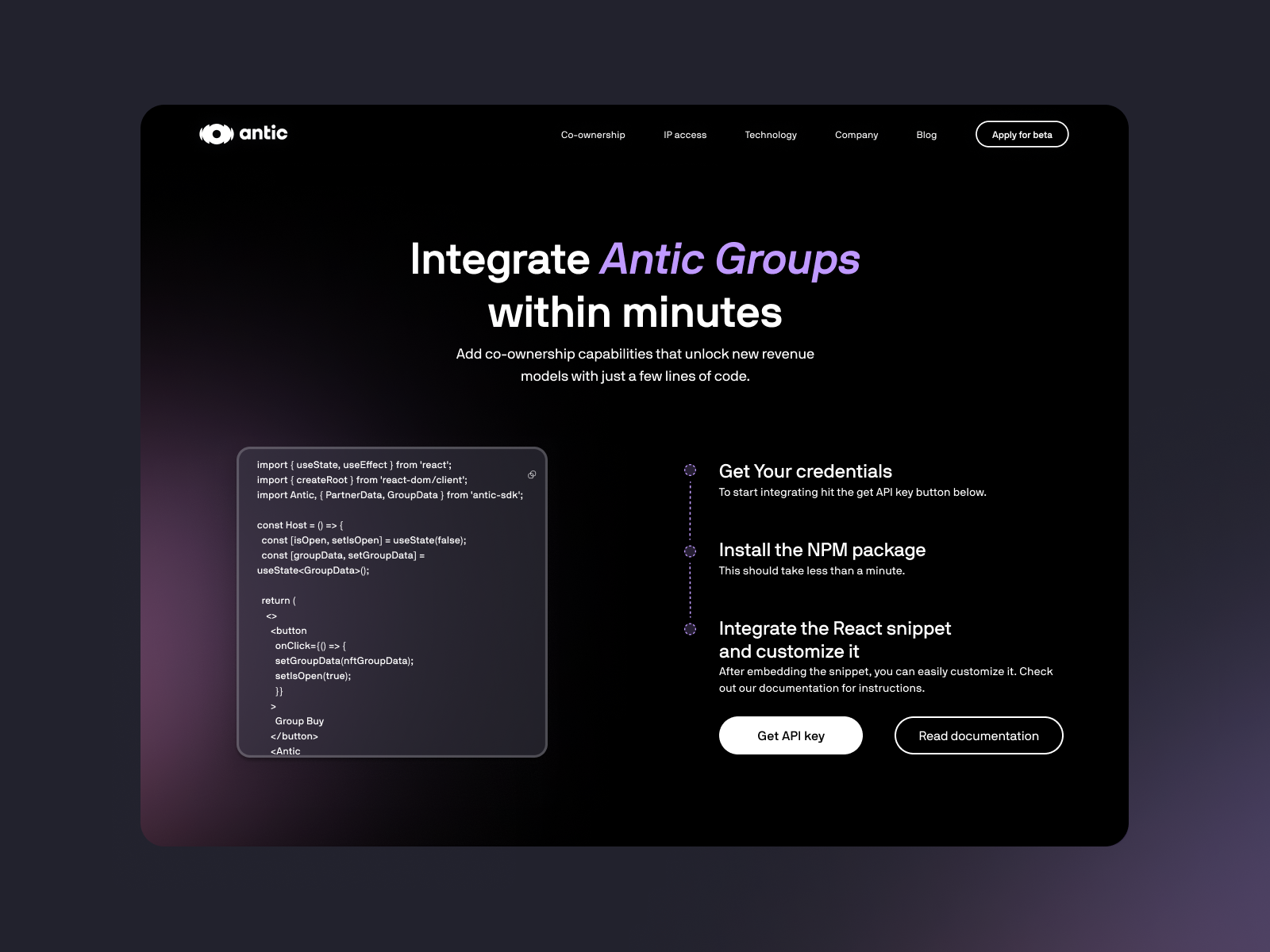 Integrate Antic Groups within minutes