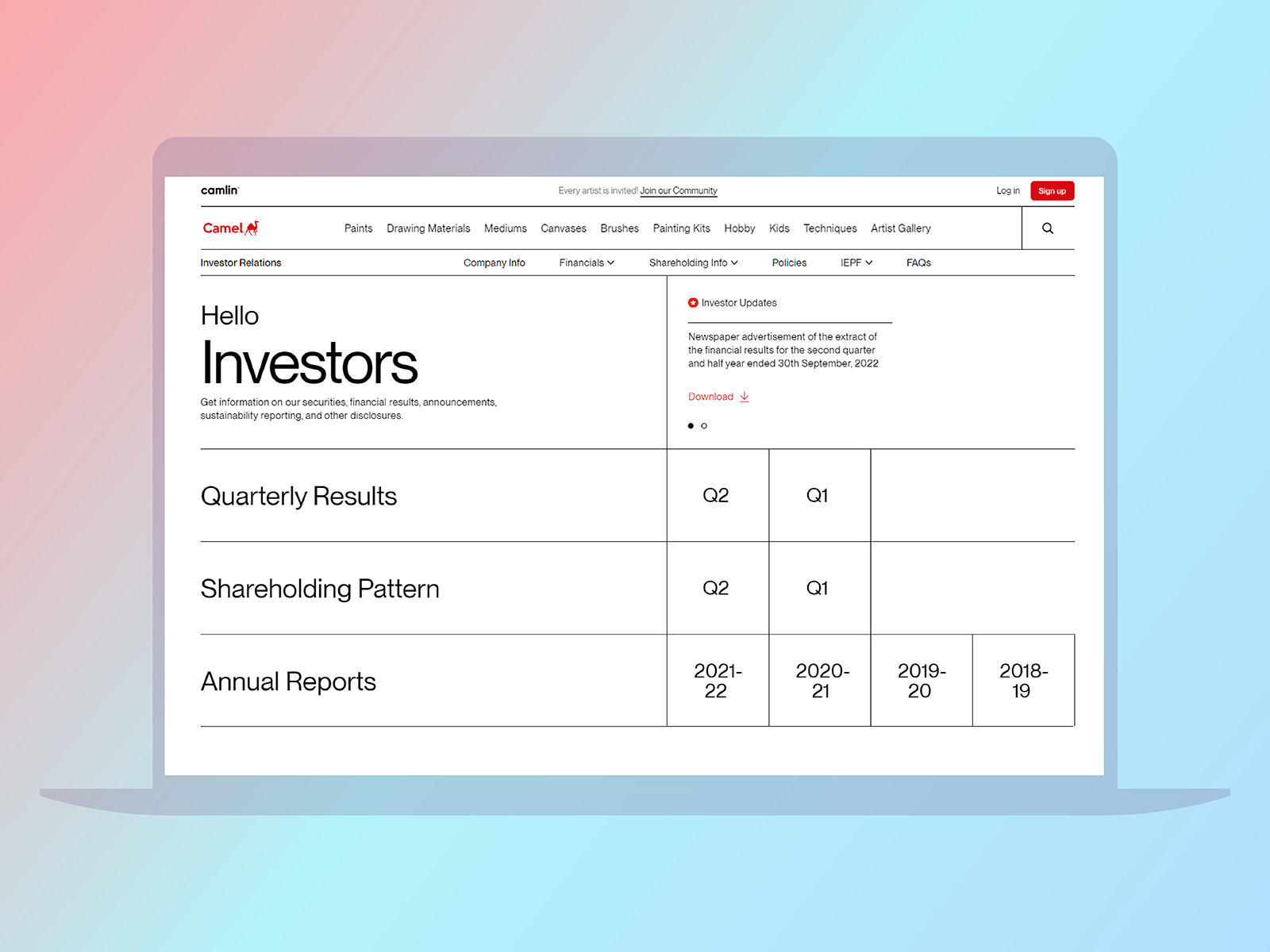 Investors Page
