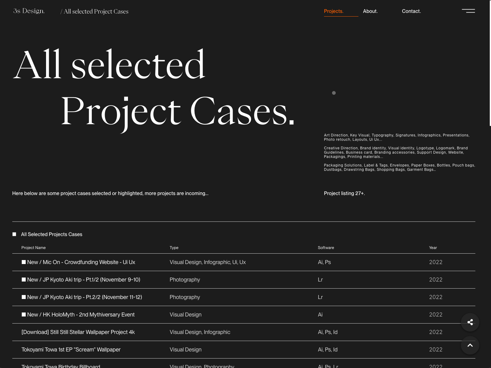 Project type page