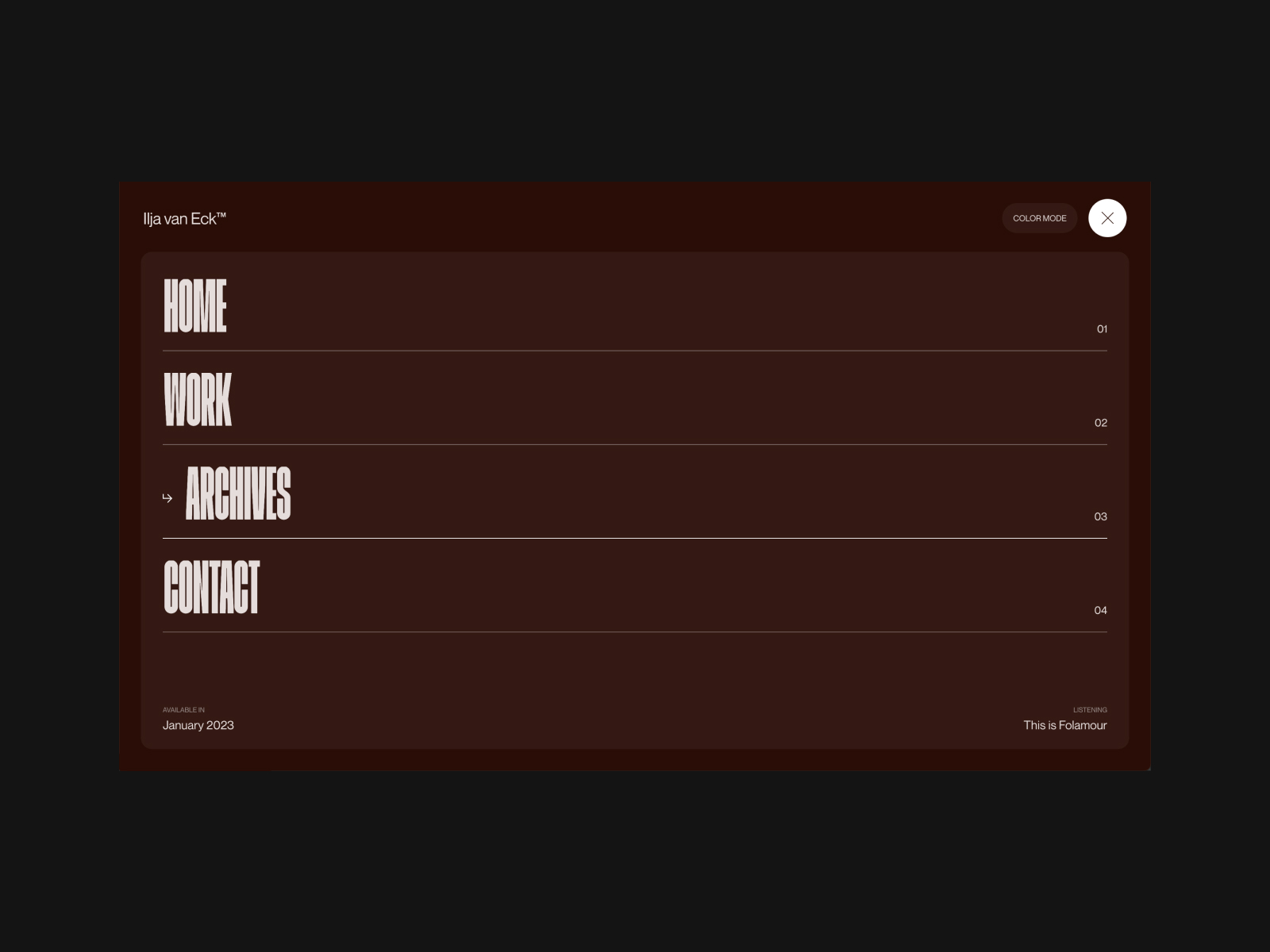 Interactive full screen menu