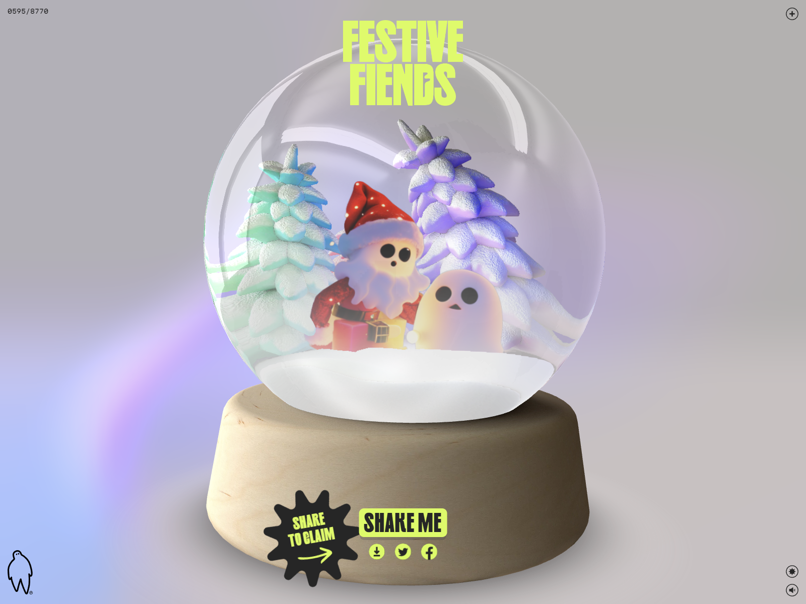 Snow Globe Movement with Aurora Effect in Background