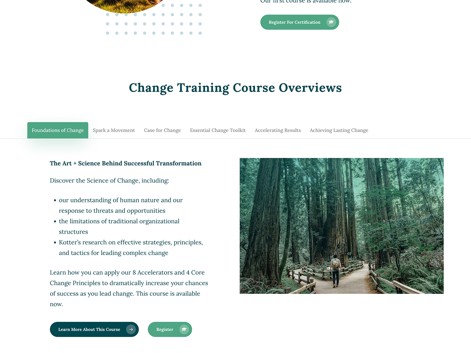 Training and Education Content Layout