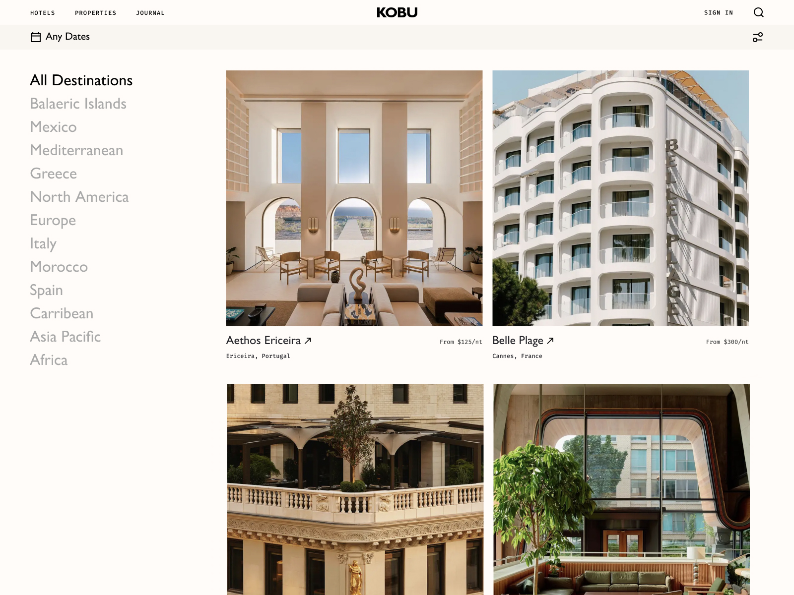 Hotels Landing Page