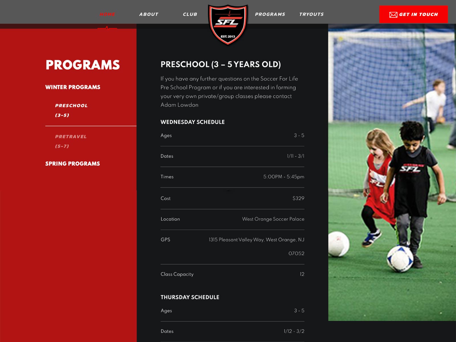 Soccer Programs Section