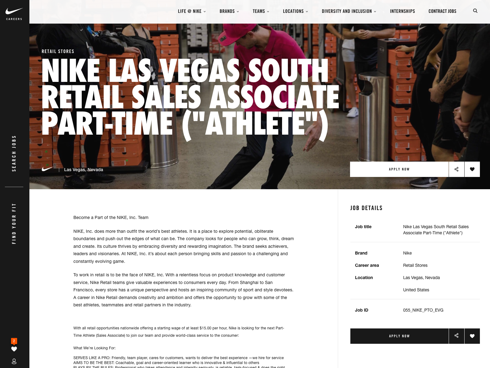 Nike Career Site Job Shopping Cart