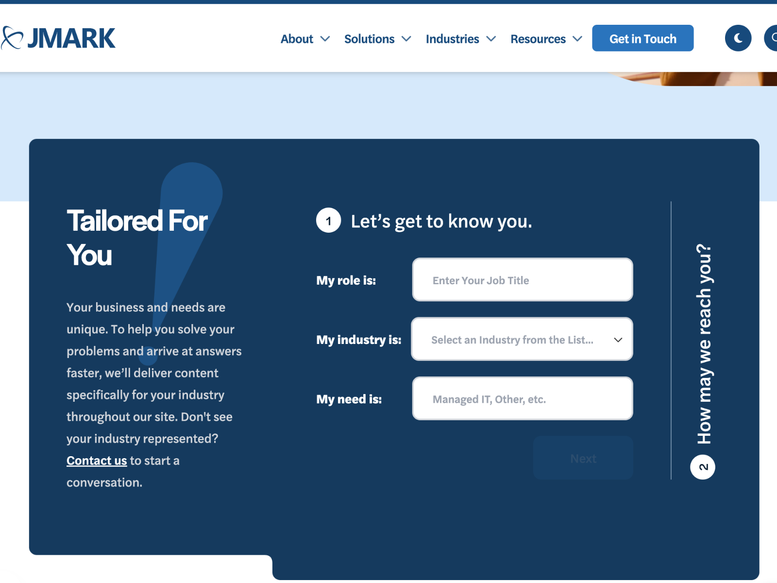 JMARK Personalized User Experience