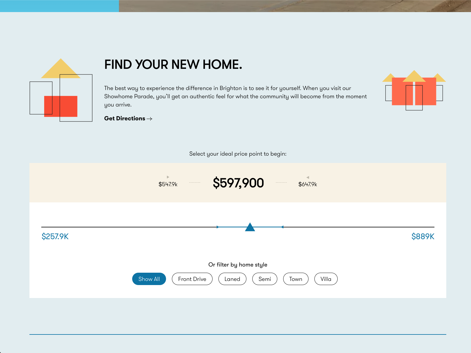Interactive Showhome Price Filter