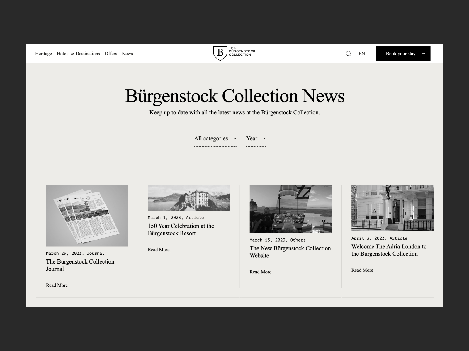 BURGENSTOCK COLLECTION NEWS SECTION