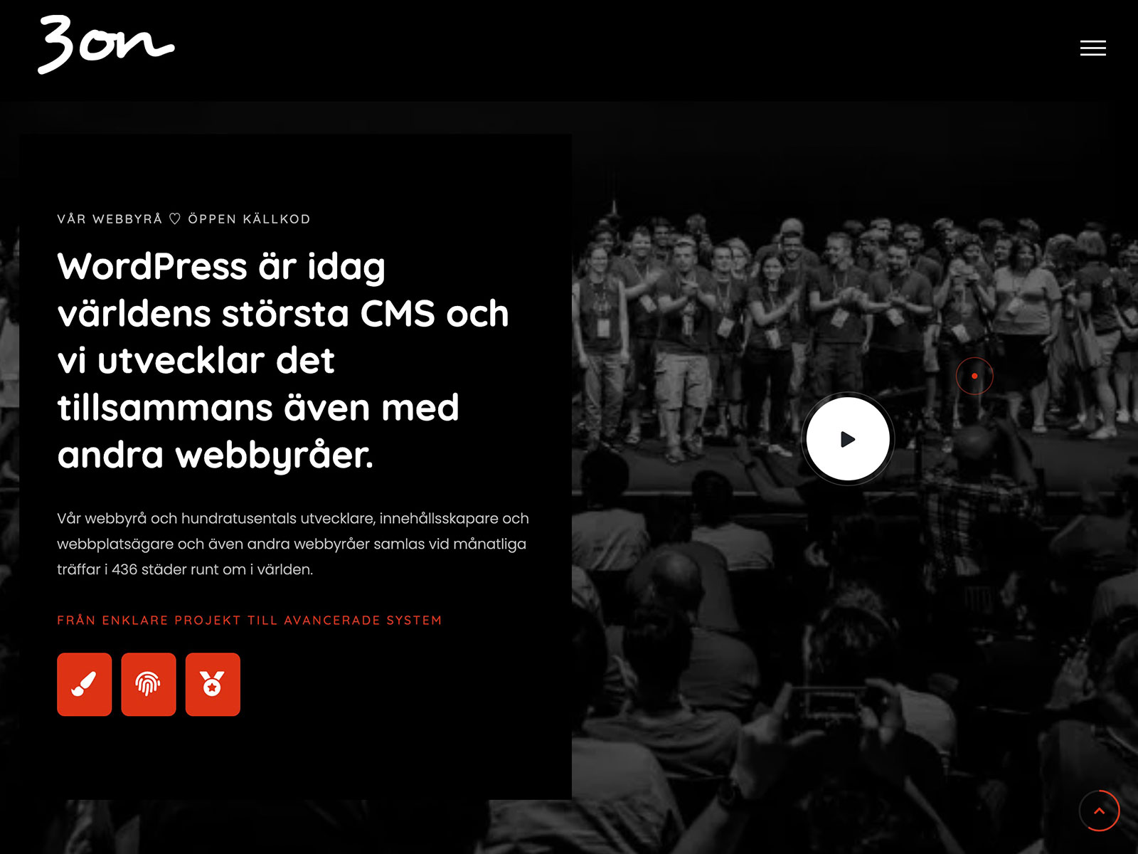 Webbyrå Stockholm Startpage and Menu