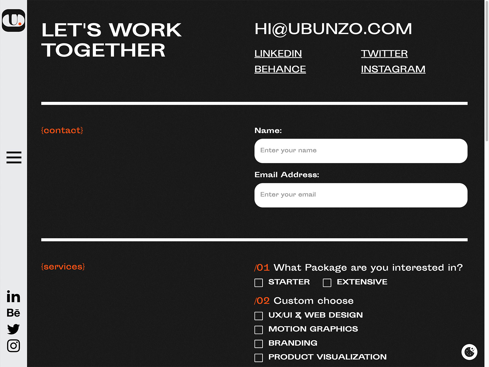 Ubunzo Contact Page