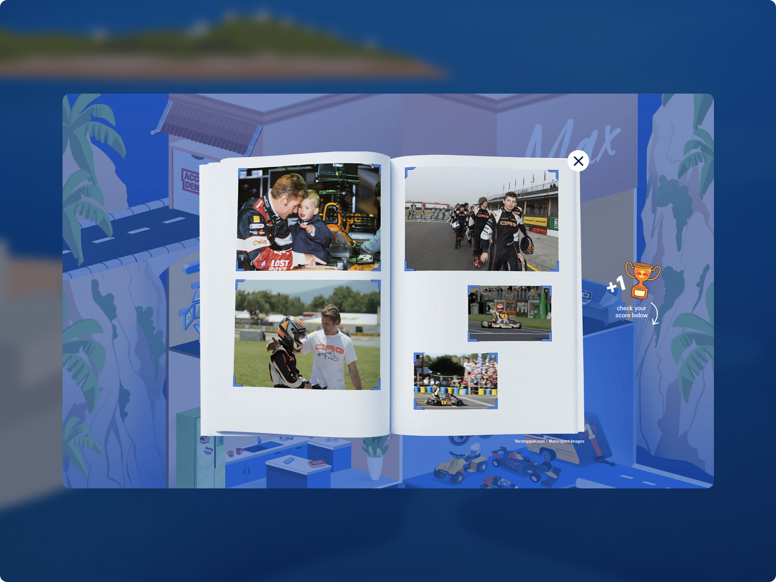 Popup photo album on Max's Mansion illustrated gamification.