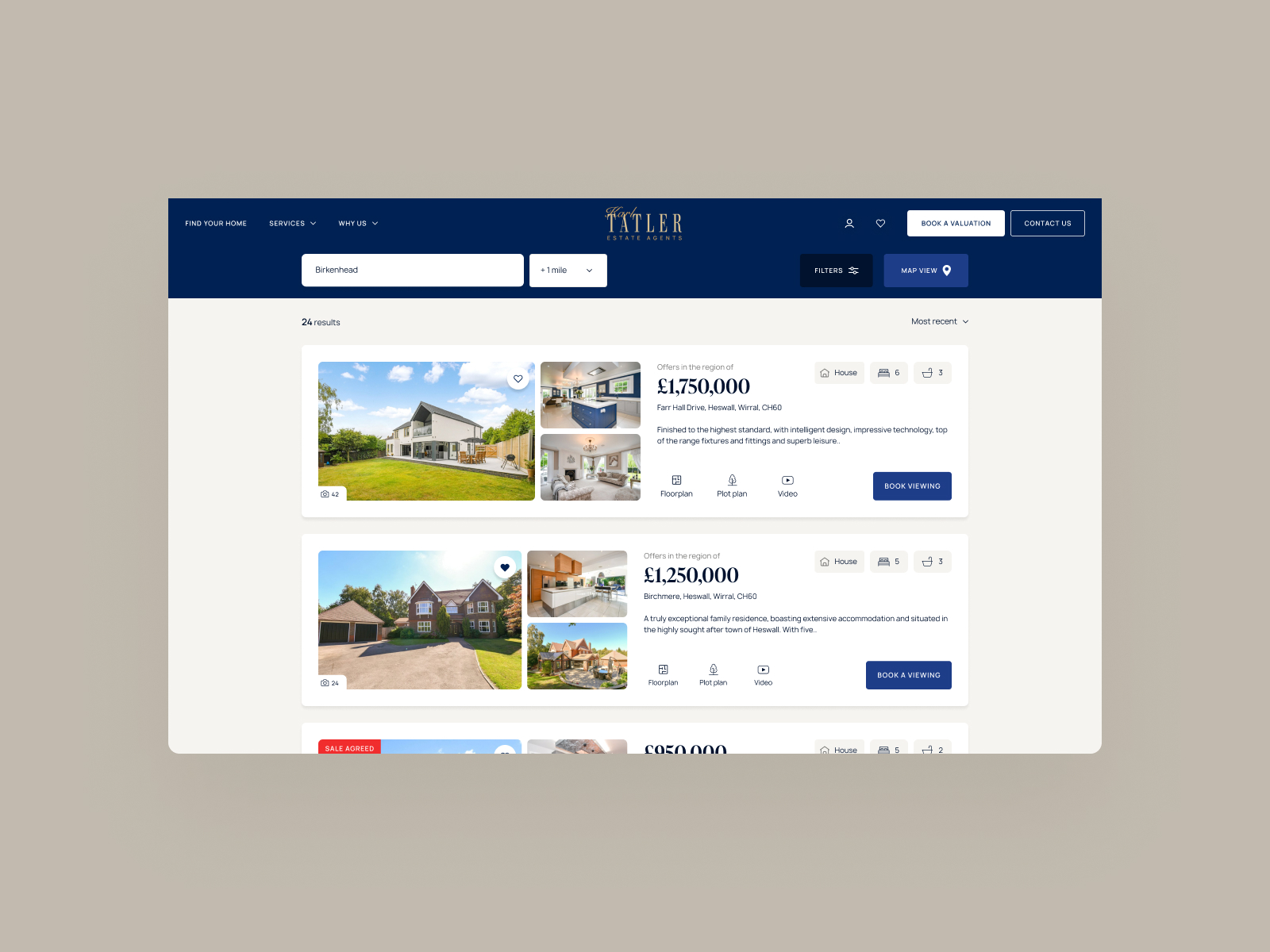 Property search (listing view)