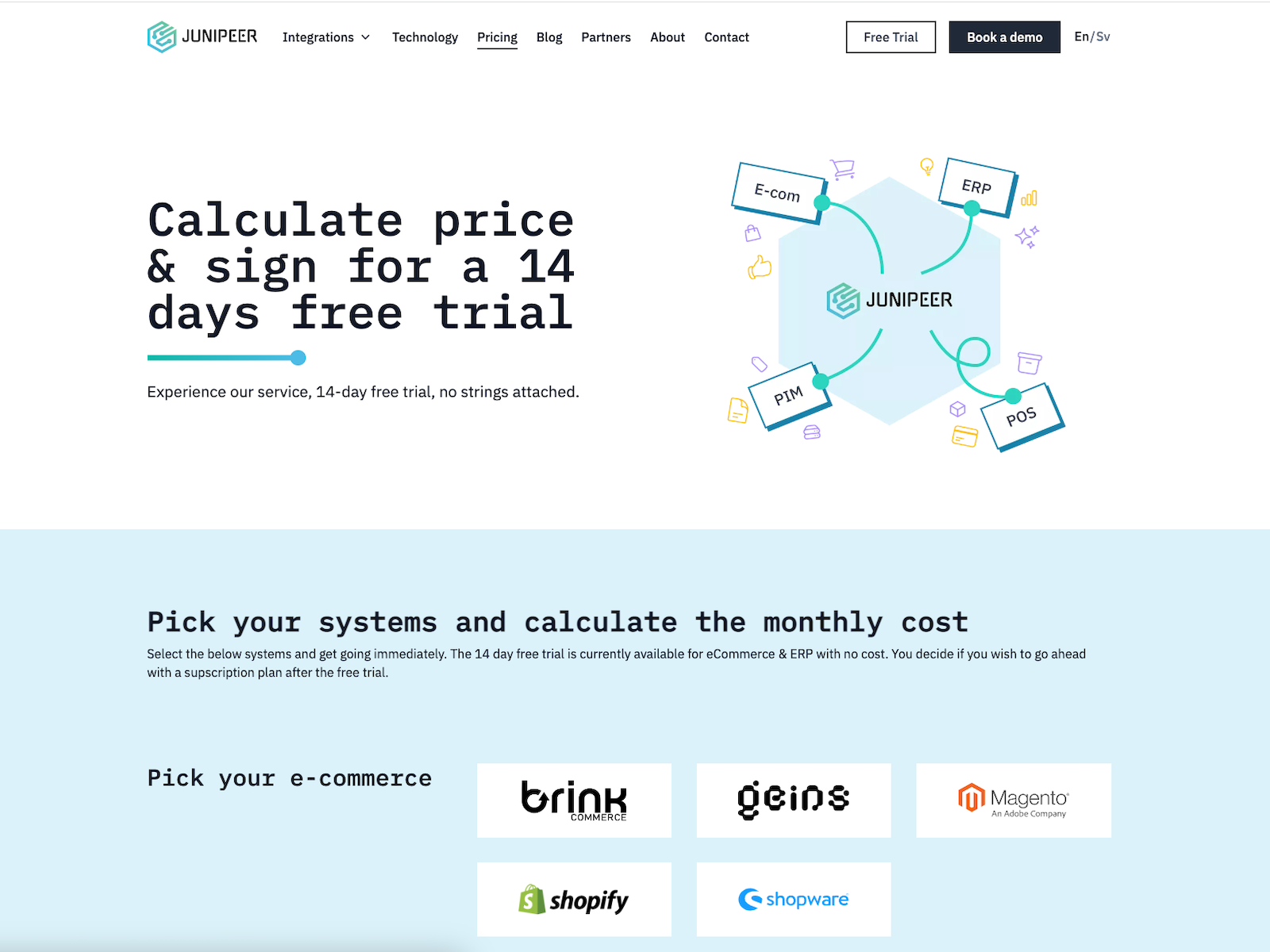 Pricing page with custom pricing