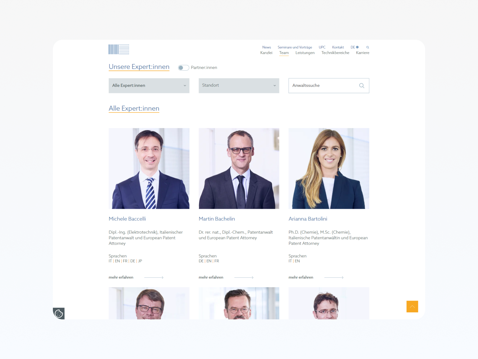 Team Search-Filter, Attorney Detai-Page