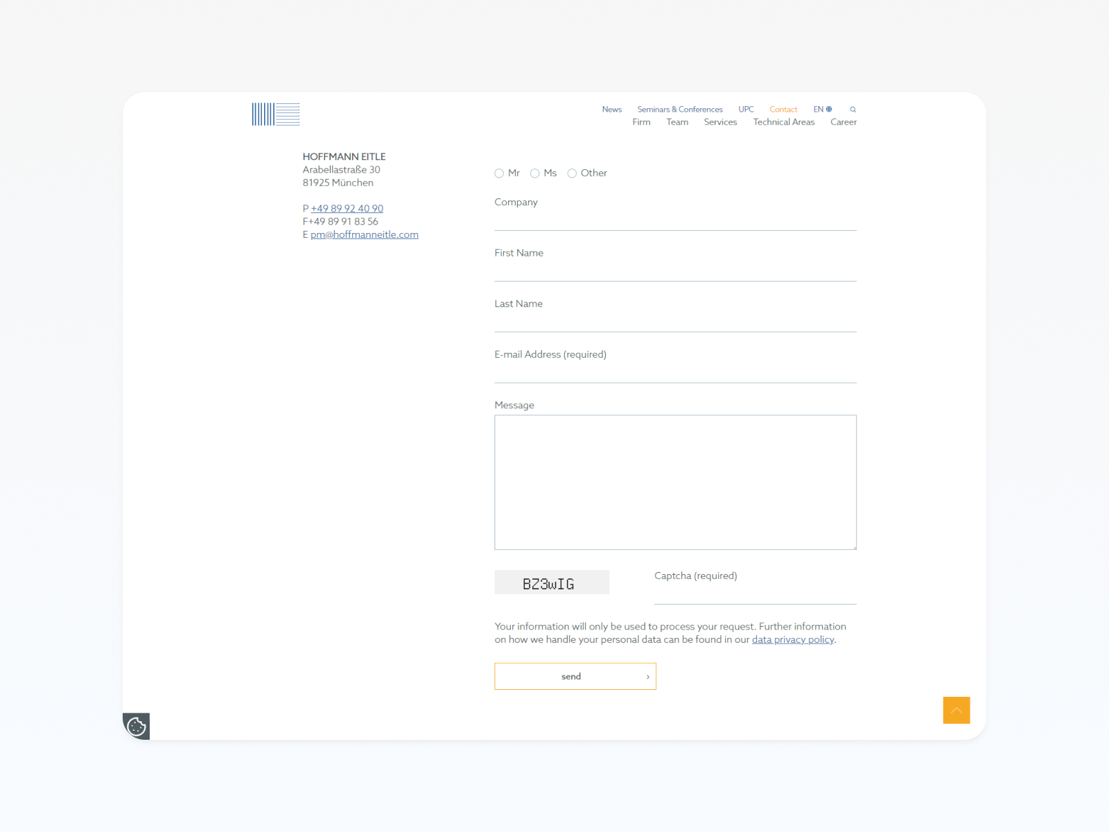 Contact Page and Form
