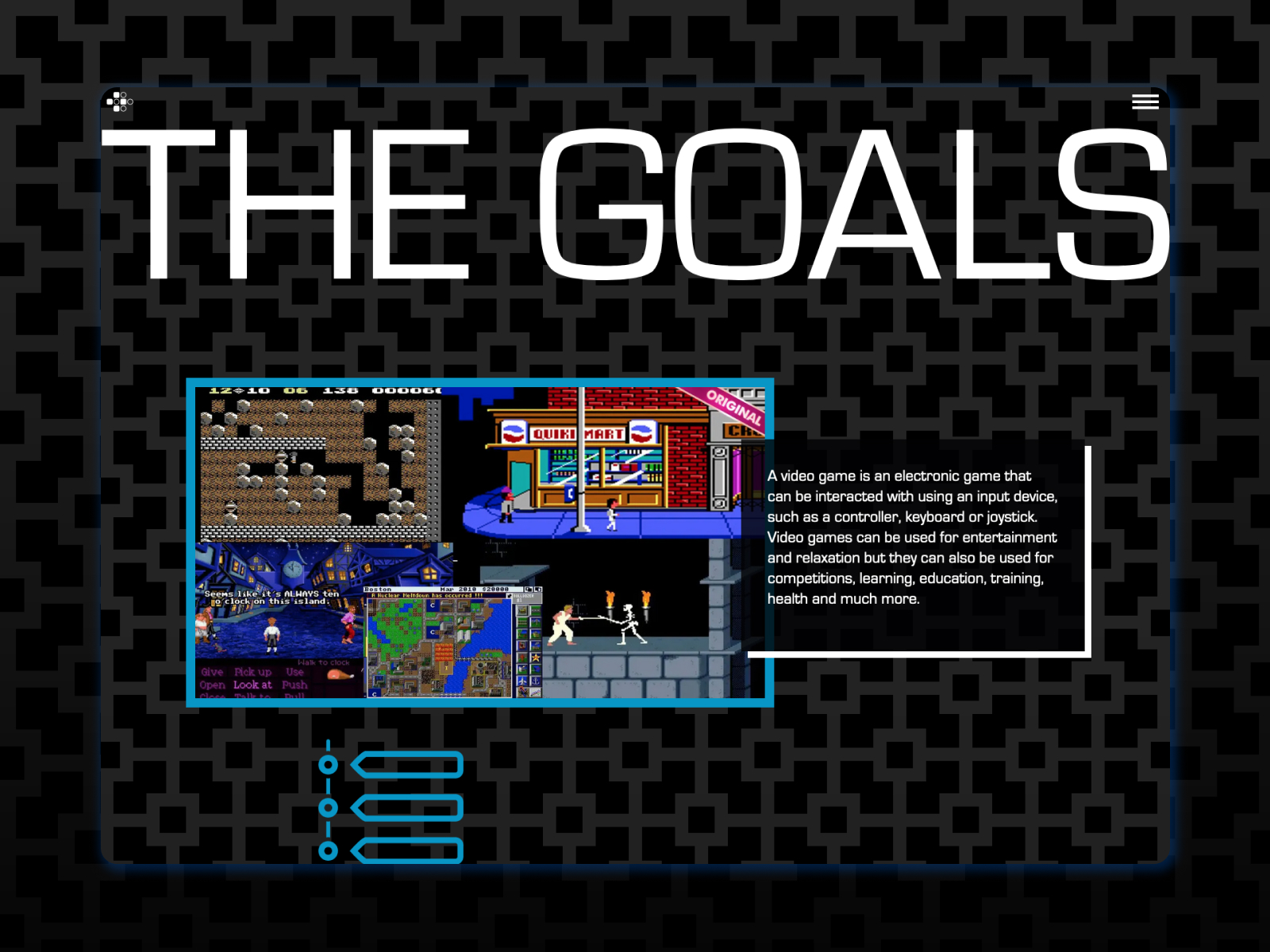 Retro inspired UI for Goals page with animated background with CSS