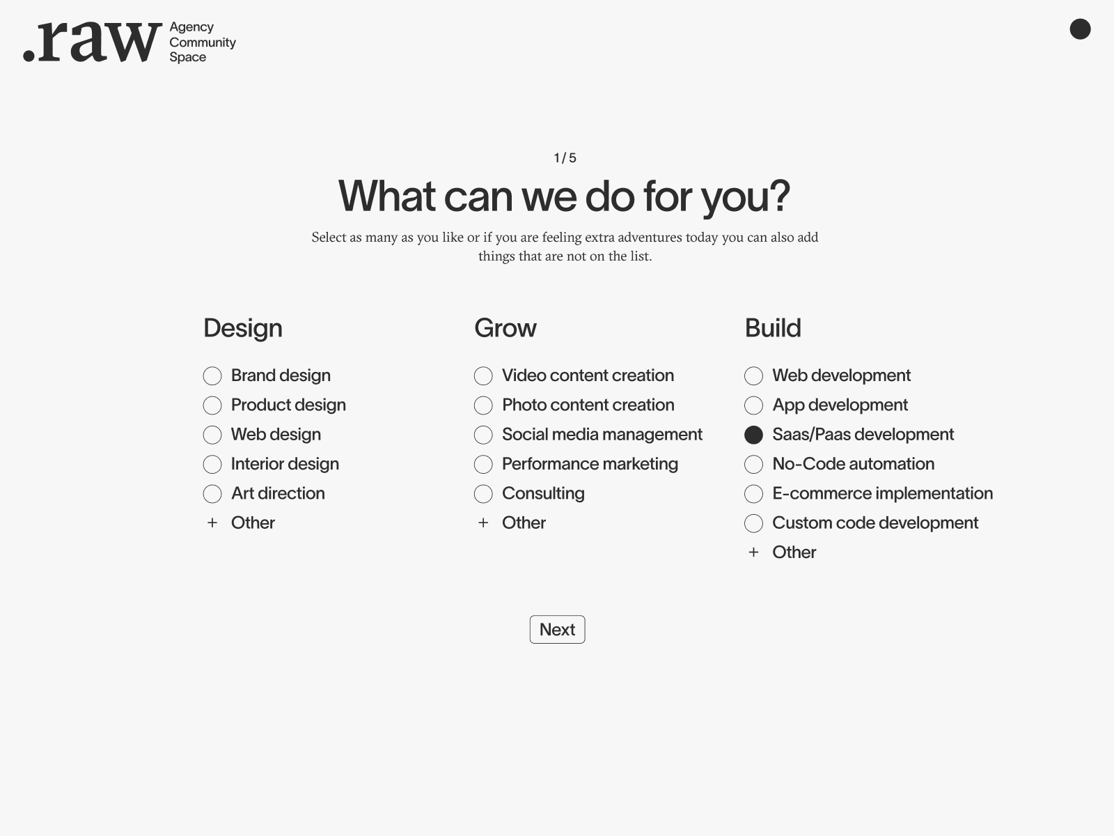 Start a project form