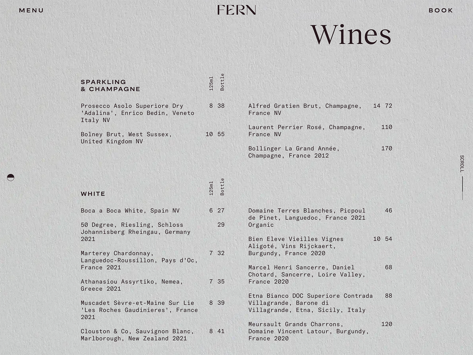 Wine list